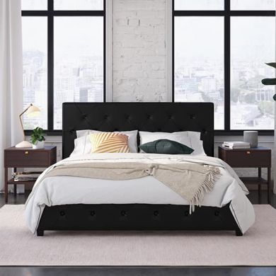 Dakota Faux Leather Double Bed In Black