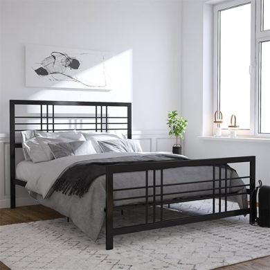 Burbank Metal Double Bed In Black