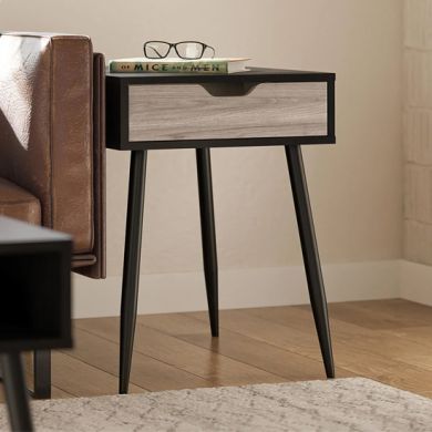 Copley Wooden End Table With 1 Drawer In Black Oak