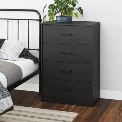 Brez Wooden Chest Of 4 Drawers In Black Oak