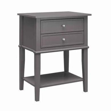Franklyn Wooden Side Table With 2 Drawers In Graphite