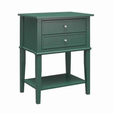 Franklyn Wooden Side Table With 2 Drawers In Hunter Green