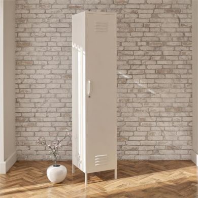 Mission District Metal Storage Cabinet With 1 Door In White