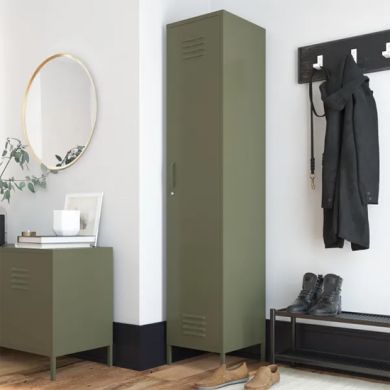 Bradford Metal Storage Cabinet Tall With 1 Door In Olive Green