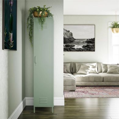 Mission District Metal Storage Cabinet With 1 Door In Pale Green