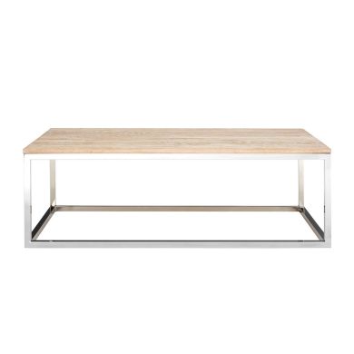 Hampstead Wooden Coffee Table In Natural With Silver Stainless Steel Frame