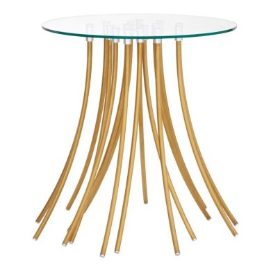Ianto Clear Glass Side Table With Gold Metal Legs