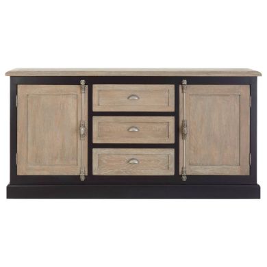 Knowle Wooden Sideboard In Oak And Black With 2 Doors And 3 Drawers