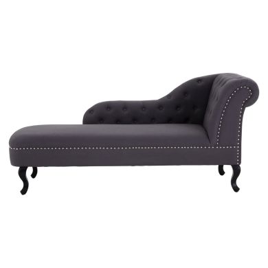 Regents Park Linen Mix Fabric Chaise Longue Chair In Grey