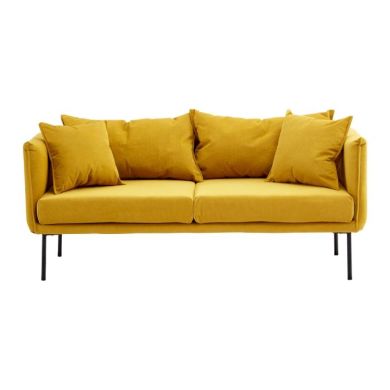 Kalare Fabric 2 Seater Sofa In Yellow With Metal Legs