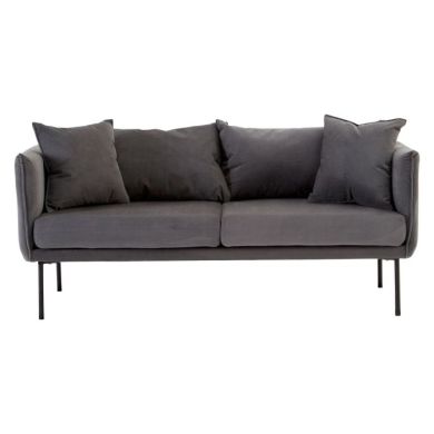 Kalare Fabric 2 Seater Sofa In Grey With Metal Legs