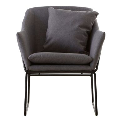 Stockholm Fabric Bedroom Chair In Grey With Black Metal Frame