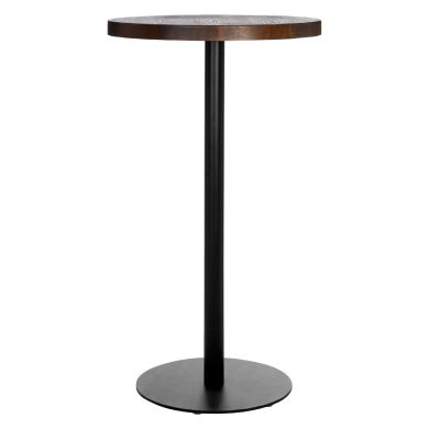 Dalston Wooden Round Dining Table In Walnut With Black Metal Pillar
