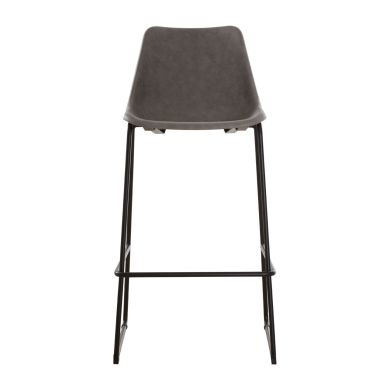 Dalston Faux Leather Bar Stool In Vintage Ash With Metal legs