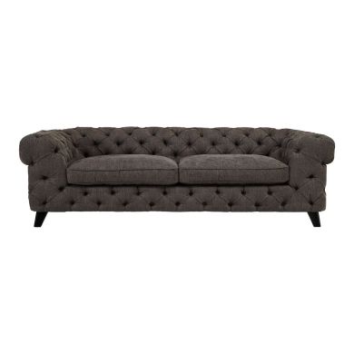 Harrington Polyester Fabric 3 Seater Sofa In Grey With Pine Wood Legs