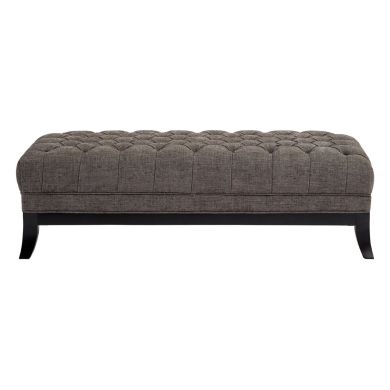 Harrington Polyester Fabric Footstool In Grey With Pine Wood Legs