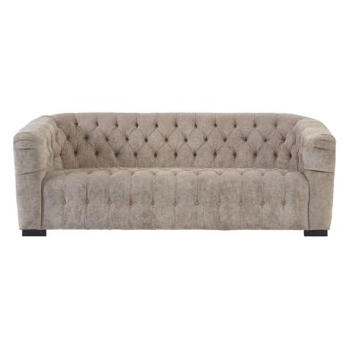 Fenton Polyester Fabric 3 Seater Sofa In Natural With Silver Metal Feets