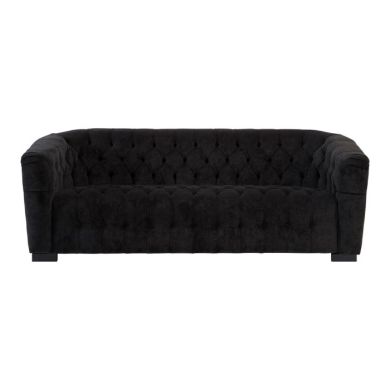 Fausta Fabric 3 Seater Sofa In Black With Black Wooden Feets