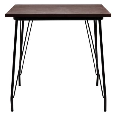 District Square Wooden Dining Table In Natural With Black Harpin Metal Legs