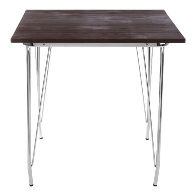 District Wooden Dining Table In Dark Walnut With Chrome Metal Legs