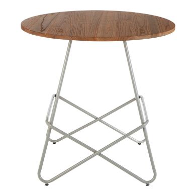 District Round Wooden Dining Table With Grey Metallic Legs
