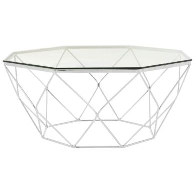 Anaco Clear Glass Top Coffee Table With Chrome Base