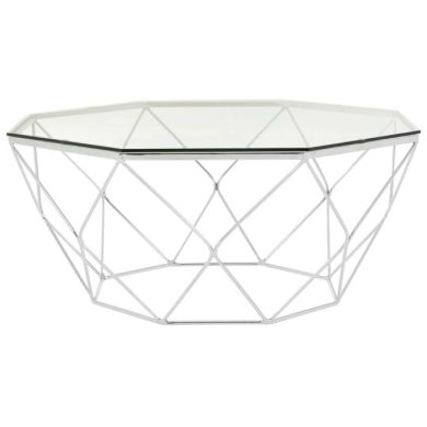 Anaco Clear Glass Top Coffee Table With Chrome Base