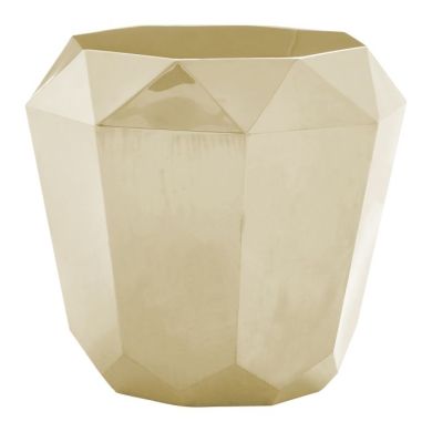 Anaco Diamond Cut Stainless Steel End Table In Champagne Gold