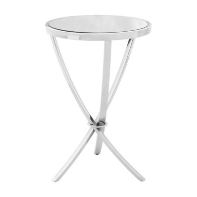 Anaco Pinched Mirrored Glass Top Side Table In Chrome