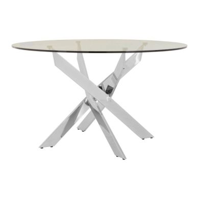 Anaco Round Glass Intersected Dining Table With Chrome Legs