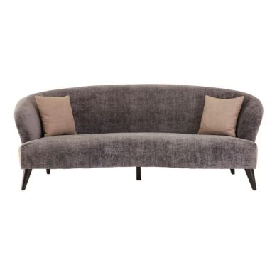 Rafferty Velvet 3 Seater Sofa In Grey With Wooden Legs