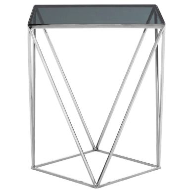 Shalimar Square Glass Top Side Table With Quadrilateral Base