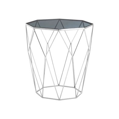 Shalimar Octagonal Marble Side Table With Silver Metal Base