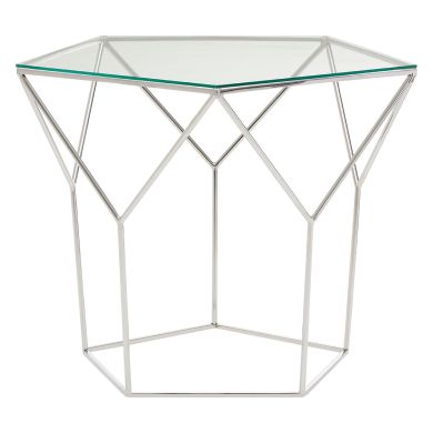 Shalimar Pentagonal Clear Glass Coffee Table With Silver Metal Frame
