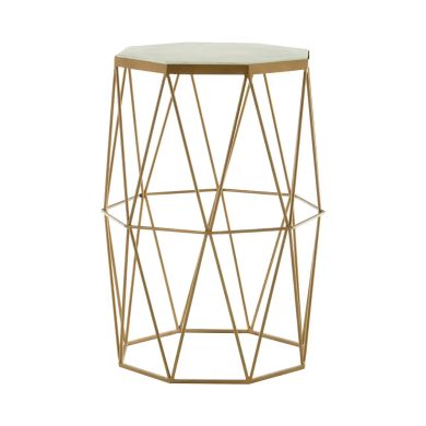Shalimar Octagonal Marble Side Table With Gold Metal Base