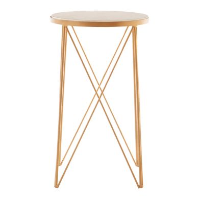 Shalimar Round Marble Top Side Table With Gold Metal Frame