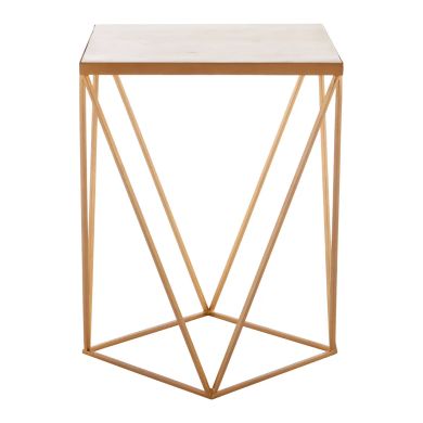 Shalimar Square Marble Top Side Table With Gold Base