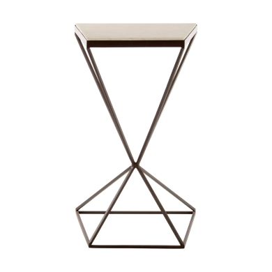 Shalimar Trapezoid Marble Side Table With Metal Base