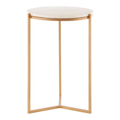 Shalimar Round Marble Table In Natural With Gold Metal Base
