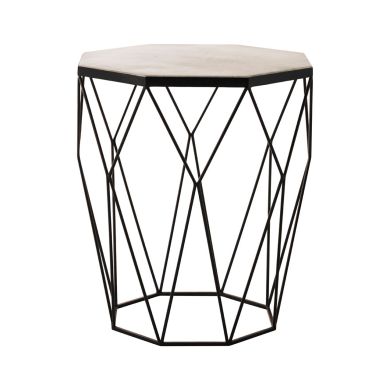 Shalimar Octagon Marble Side Table With Matte Black Metal Frame