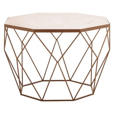 Shalimar Octagon Marble Coffee Table With Gold Metal Frame