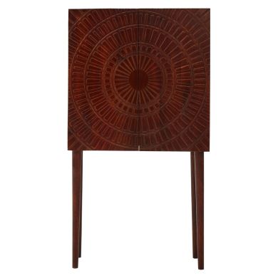 Vence Wooden Bar Storage Cabinet In Rich Walnut With 2 Doors