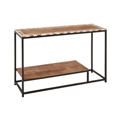 Artisan Mango Wood Console Table In Natural With Black Metal Legs