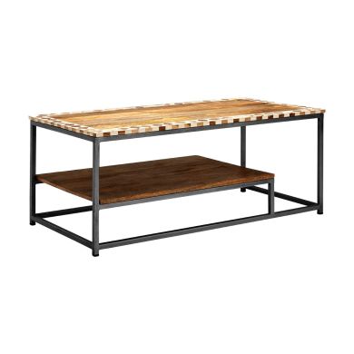 Artisan Wooden Coffee Table In Natural With Black Metal Frame