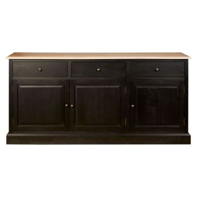 Leith Wooden Sideboard In Black With 3 Doors And 3 Drawers
