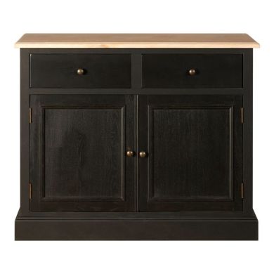 Leith Wooden Sideboard In Black With 2 Doors And 2 Drawers