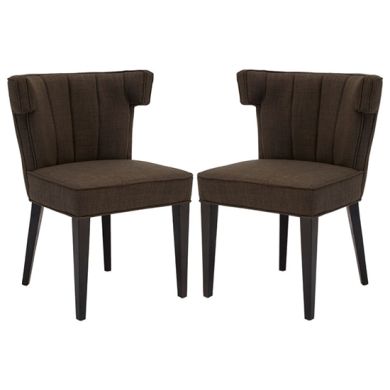 Orton Grey Linen Fabric Dining Chairs With Black Wooden Legs In Pair