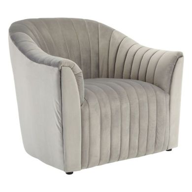 Odate Velvet Upholstered Armchair In Grey