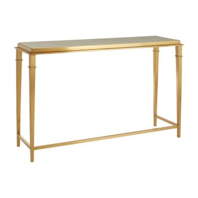 Aurora Rectangular Marble Top Console Table In White With Gold Frame