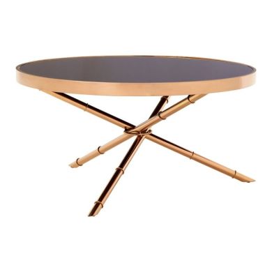 Aurora Glass Top Coffee Table In Black With Rose Gold Frame